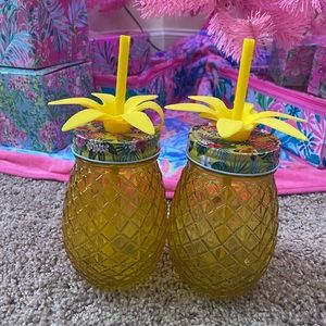 Tropical Pineapple Cups with Straws!